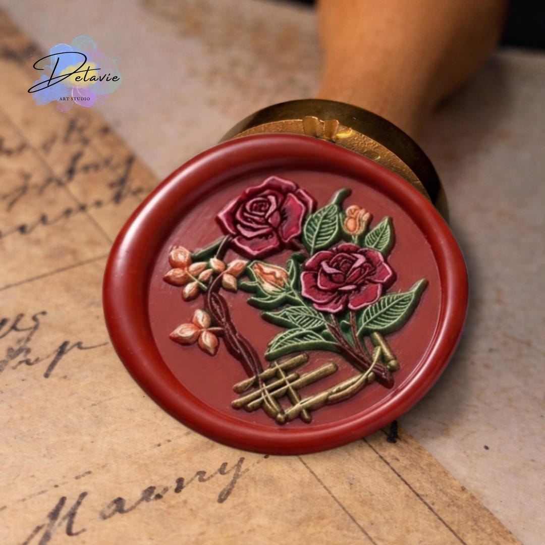 Rose Garden Wax Seal Stamp – Wedding Envelope Seal / Floral Gift Wrap ...