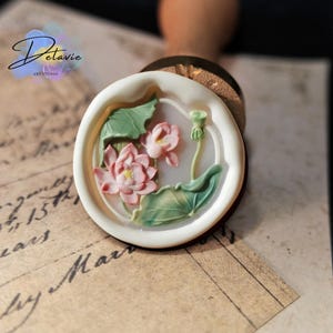 Lotus Blume Wachssiegel Stempel – Stempel für Hochzeitseinladungen, Journaling, Geschenkverpackung (30 mm)