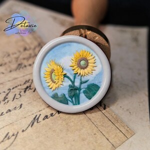 Sonnenblume Wachs-Siegelstempel – Florales Siegel für Hochzeitseinladungen, Journaling, Scrapbooking & Geschenkverpackung (25 mm)