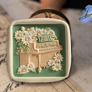 Klavier mit Blumen Wachssiegel Stempel – Vintage Musik Themed Umschlag Stempel, Hochzeitseinladung Stempel, Geschenkverpackung Dekoration