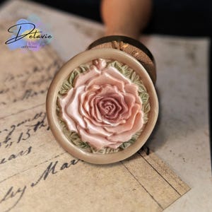 Rose Wachs-Siegelstempel – 3D Blumen Siegel für Hochzeitseinladungen, Journaling, Scrapbooking & Geschenkverpackung (25 mm)