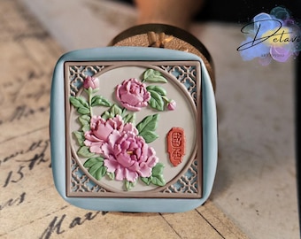 Peony Wax Seal Stamp | Floral Wax Seal for Wedding Invitations, Envelopes, Gift Wrapping