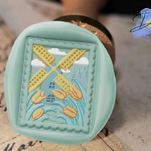 Timbri con sigillo di cera per mulini a vento olandesi - decorazione per congedo di nozze/timbro sigillo per busta/decorazione confezione regalo/kit sigillo di cera