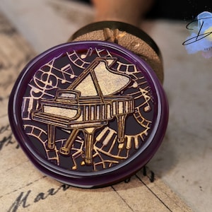 Sello de cera de piano para invitaciones de boda, sellado de sobres, envoltura de regalos - Kit de sello de cera de latón personalizado con asa