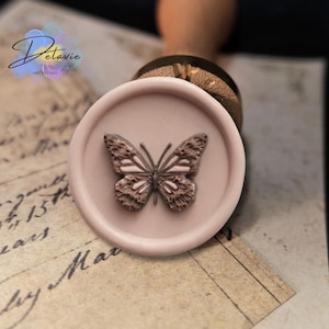 Schmetterling Wachs-Siegelstempel – Vintage Schmetterling Stempel für Hochzeitseinladungen, Journaling & Geschenkverpackung (25 mm)
