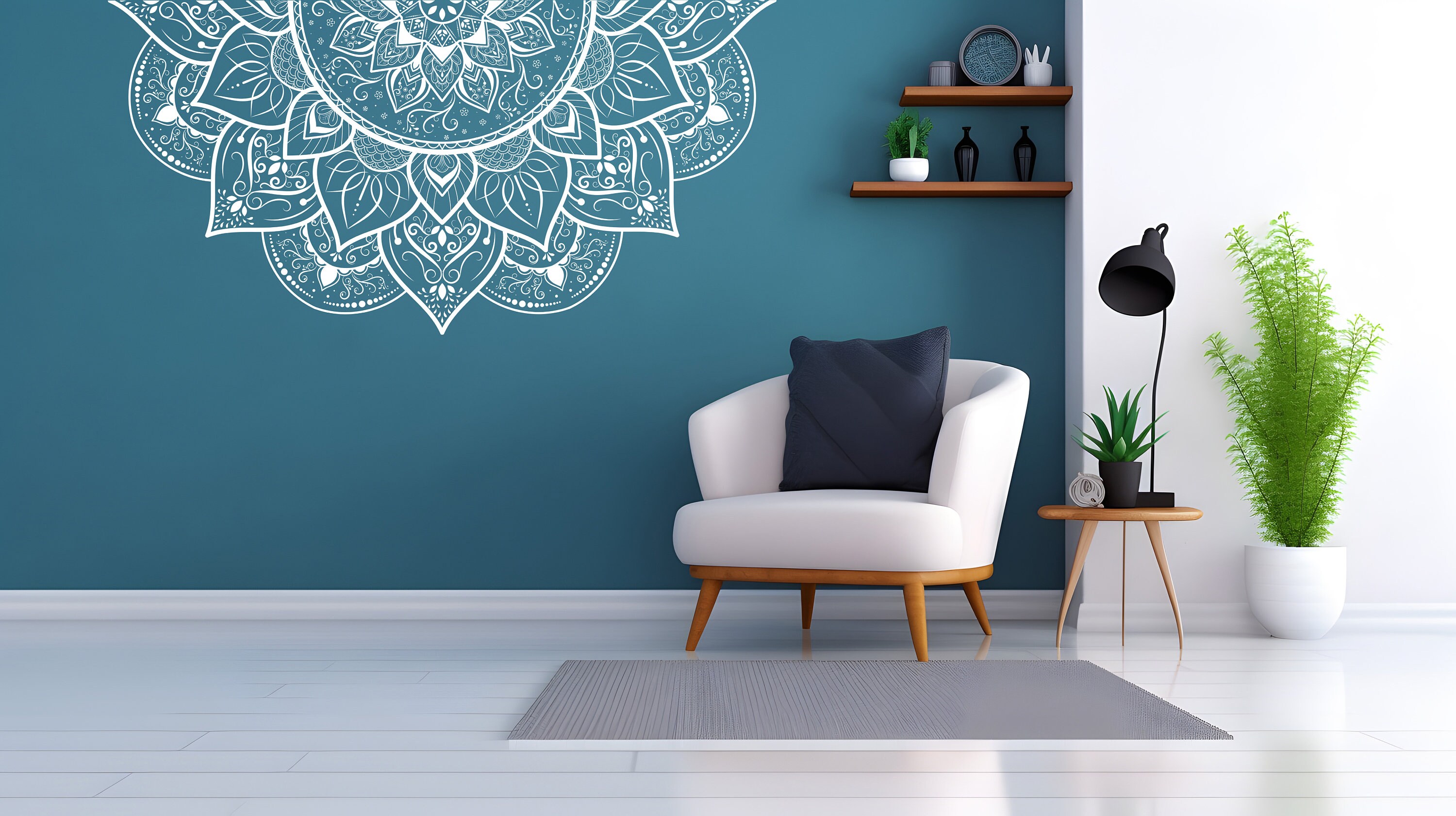 Luxury Half Mandala Wall Decal, Sticker, Living Room Decor High Quality Etsy