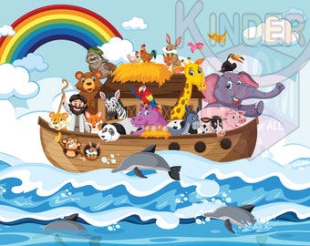 Whimsical Noah's Ark PNG Clipart - High-Quality Digital Download