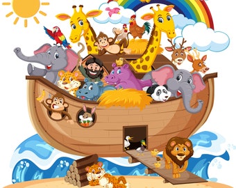 Noah's Ark Clipart, Whimsical Animal PNG (Digital Download)