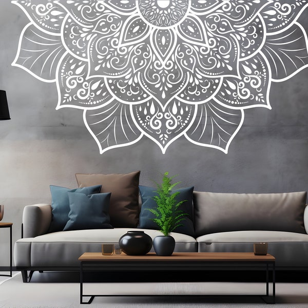 Half mandala wall decal etsy