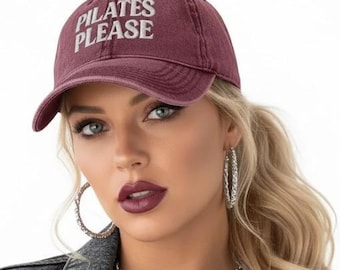 Pilates Please Dad Hat - Embroidered Cotton Twill Baseball Cap
