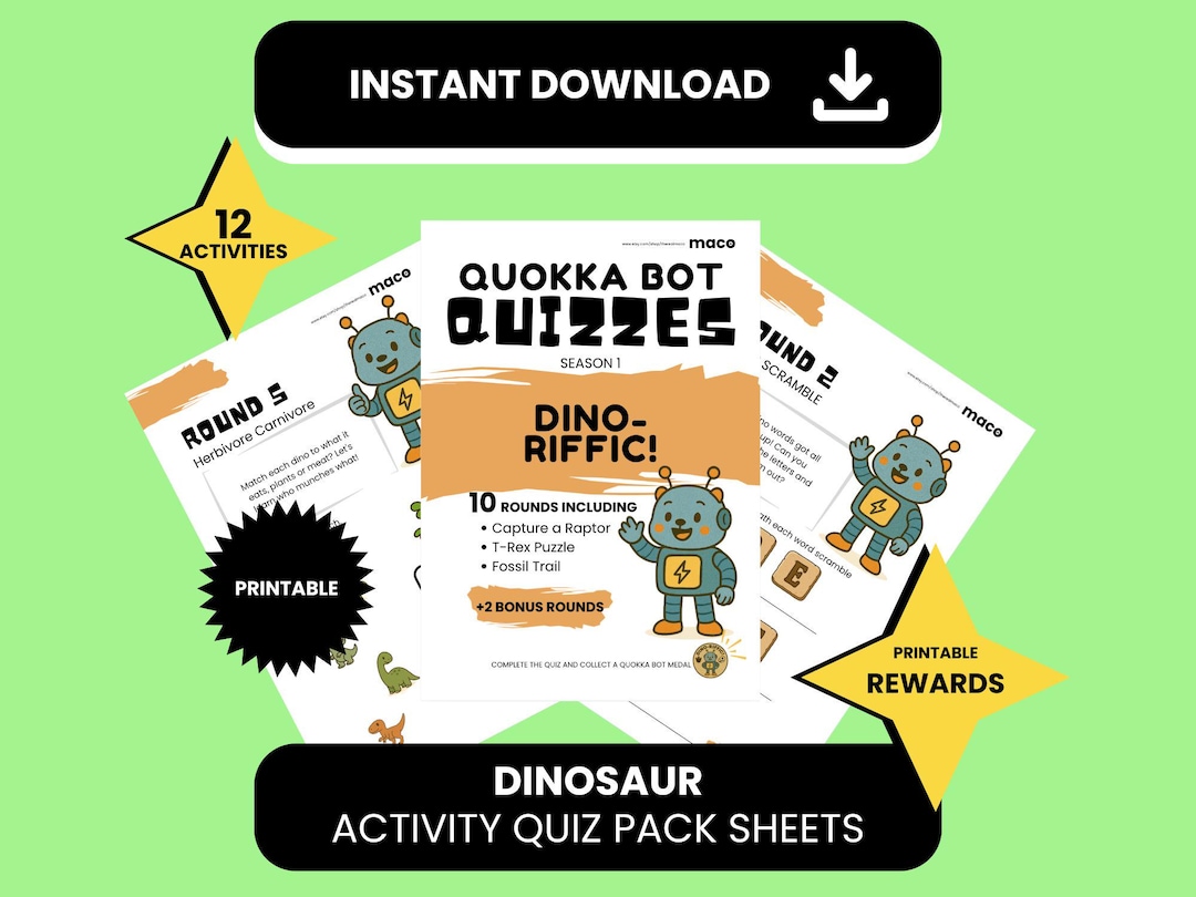 Dinosaur Quiz Kids Quiz Printable Dinosaur Activity Pack Quokka