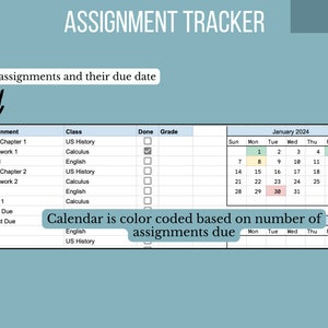 GOOGLE SHEETS Assignment Tracker - Etsy