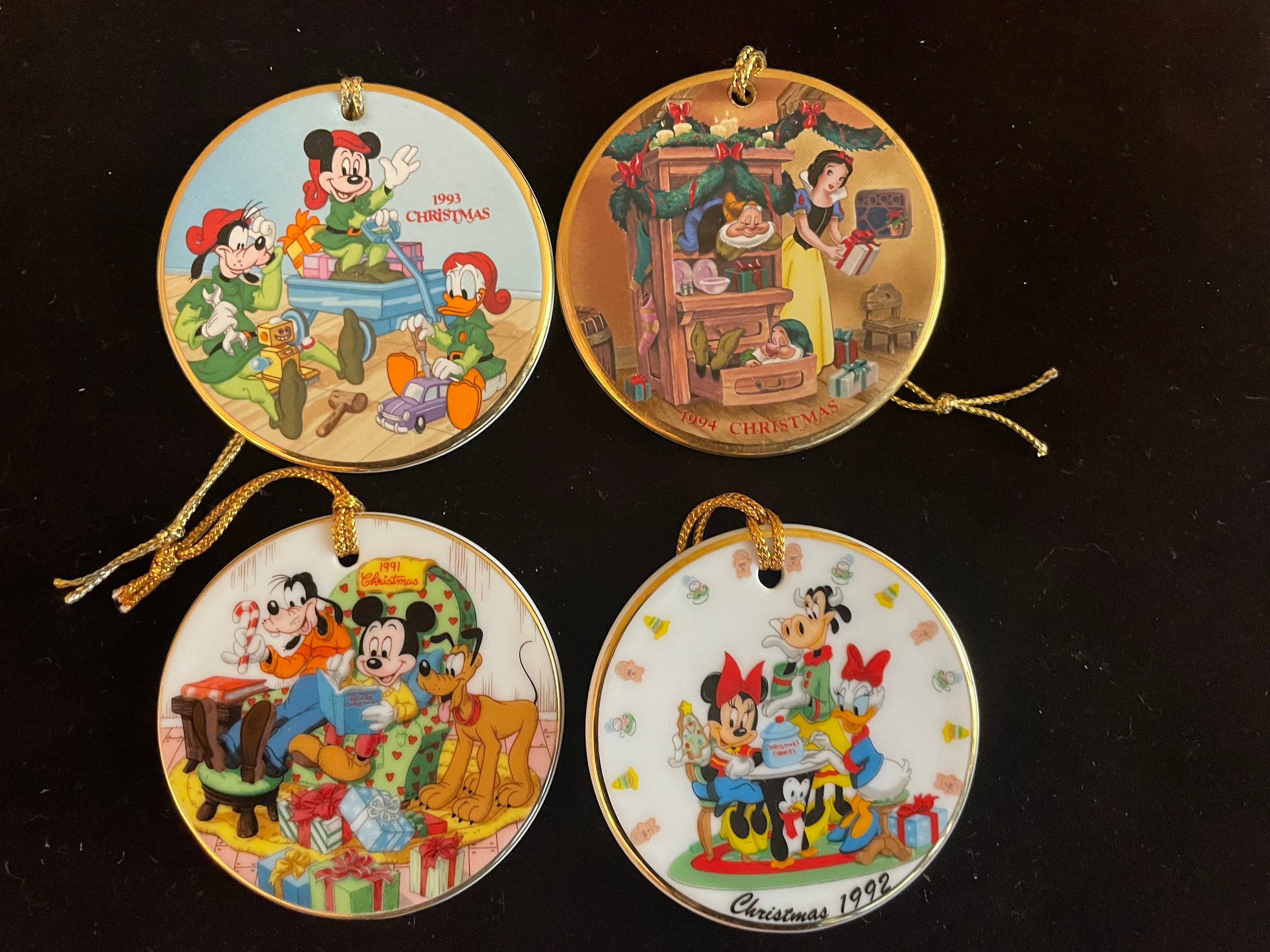 Walt Disney Christmas 1991-1994 Ornament Set of 4 by Grolier