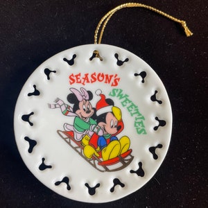 Mickey and Minnie Sledding Season&#39;s Sweeties ornament by ENESCO for Mickey & Co