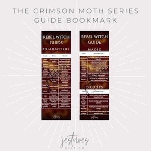 The Rebel Witch Bookmark | Crimson Moth Character and Magic Reference Bookmark | digital download