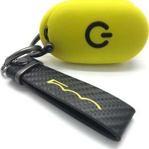 Key Case Silicone Cover Fits For Fiat 500e Electric 2022 2023 2024 2025 UK USA EU Australia (Yellow Case, Key Ring)
