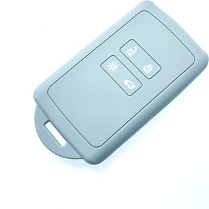 Etui Key Cover Housse de protection en silicone pour Dacia Renanult 4 Button Keyless Card 2016-20 Kadjar Koleos Megane Captur Dancia Grey