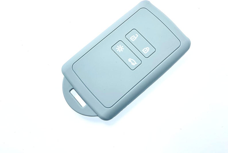 Etui Key Cover Housse de protection en silicone pour Dacia Renanult 4 Button Keyless Card 2016-20 Kadjar Koleos Megane Captur Dancia Grey