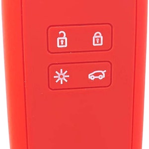 Etui Key Cover Housse de protection en silicone pour Dacia Renanult 4 Button Keyless Card 2016-20 Kadjar Koleos Megane Captur Dancia Red