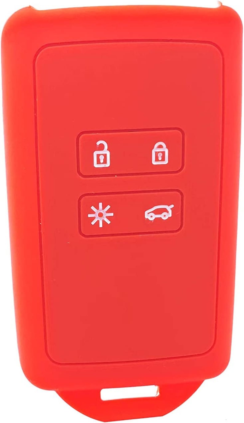 Etui Key Cover Housse de protection en silicone pour Dacia Renanult 4 Button Keyless Card 2016-20 Kadjar Koleos Megane Captur Dancia Red