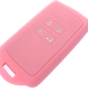 Etui Key Cover Housse de protection en silicone pour Dacia Renanult 4 Button Keyless Card 2016-20 Kadjar Koleos Megane Captur Dancia Pink Sherbet