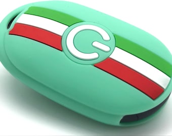 Etui Key Silicone Italie Drapeau Porte-clés Compatible avec Fiat 500e Électrique 2022 2023 et Au-delà (Vert Menthe Clair)