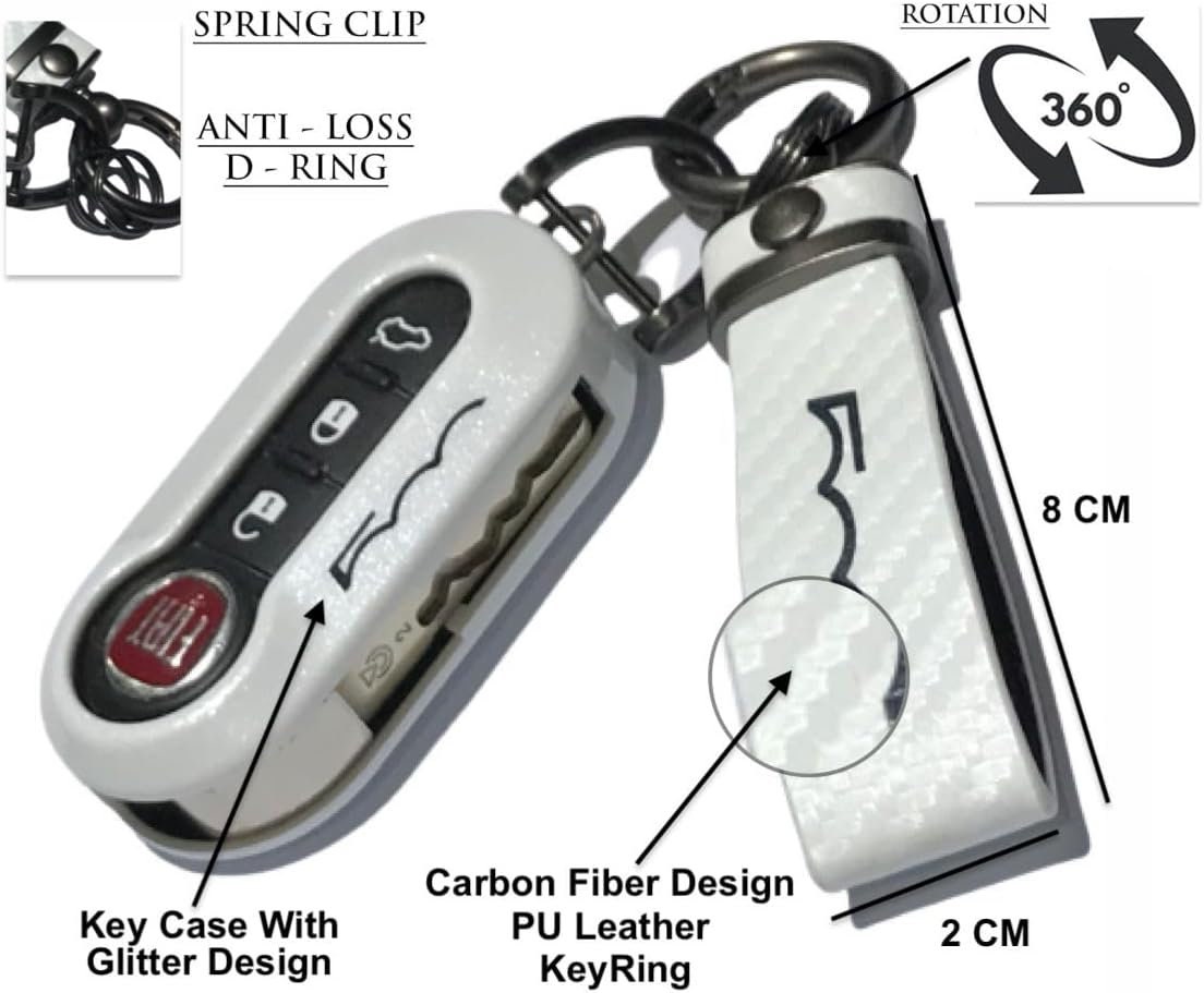 thumbnail image 2 of Gloss White Fob Shell Case For FIAT 500 / 500L / 500X / Abarth – 3-Button Folding Key – IJDMTOY 2 of 6