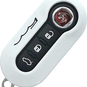 Étui à clés pour Fiat 500C 500 500L Abarth Grande Brava Panda Stilo Linea Dolcevita 3 boutons rabattable Royaume-Uni Europe Australie Etats-Unis (Blanc brillant)