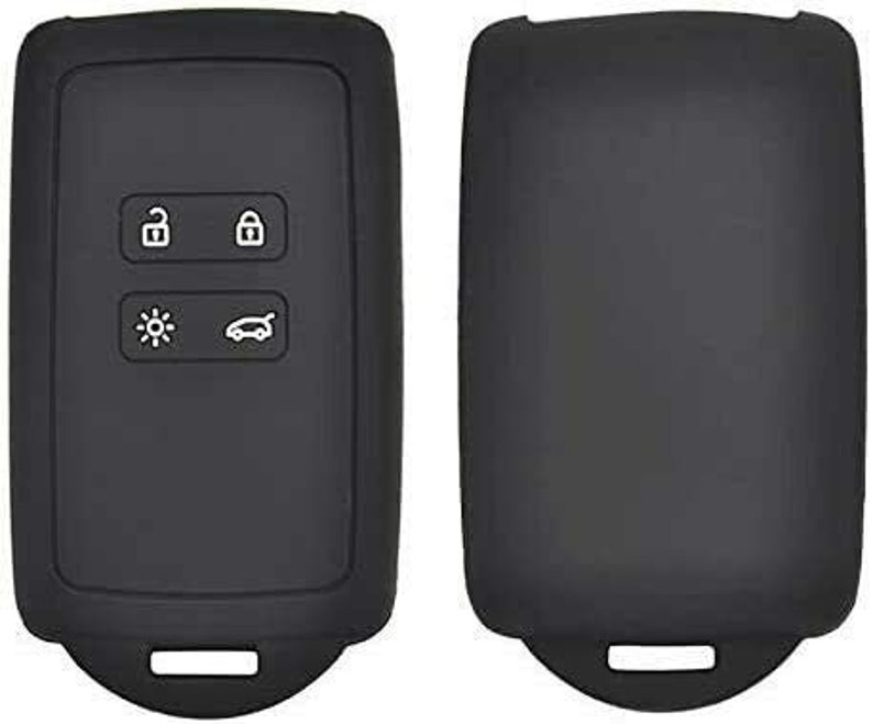 Etui Key Cover Housse de protection en silicone pour Dacia Renanult 4 Button Keyless Card 2016-20 Kadjar Koleos Megane Captur Dancia Noir