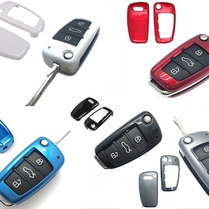 HIBEYO Smart Autoschlüssel Hülle passt für Audi Leder Schutzhülle mit  Schlüsselanhänger Schlüsselbox Schlüsselhülle Cover für Audi A6L A6 A7 A8  Q7 Q8