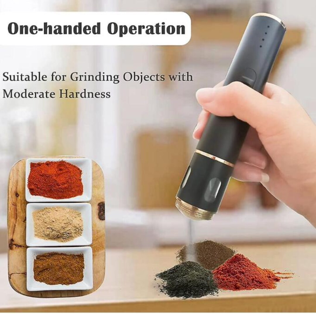 Spice Maker Electric Grinder Dry Herbs Spice Crusher Glass Dispenser Pocket Size ...