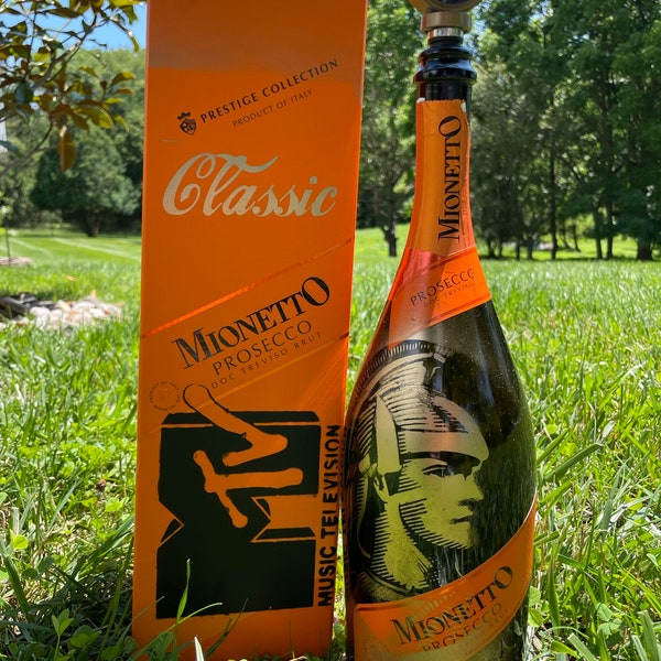 Hand Painted Champagne Bottle & Box Silk Screen and Stencil