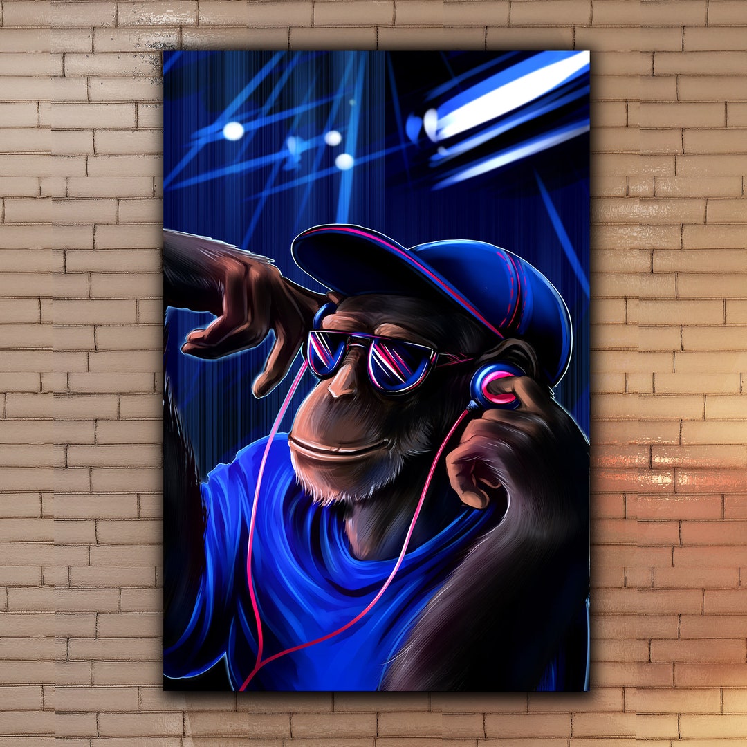 Lighted Banksy DJ Monkey Wall Art Music With Headphones Art Etsy