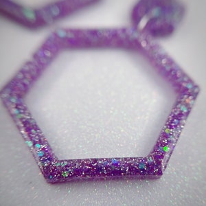 Glitter Purple Hexagon Earrings | Make your day sparkle!