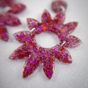 Glitter Pink Flower Earrings | Make your day sparkle!