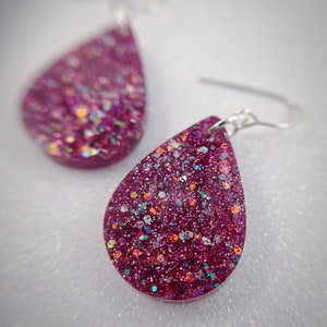 Glitter Pink Teardrop Earrings | Make your day sparkle!