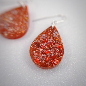 Glitter Red Star Teardrop Earrings | Make your day sparkle!