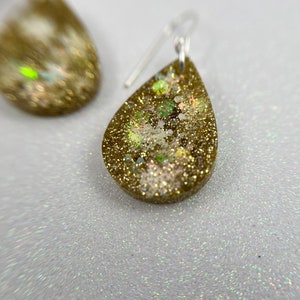 Glitter Gold Snowflake Teardrop Earrings | Make your day sparkle!