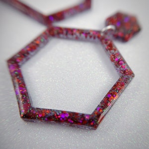 Glitter Purple Hexagon Earrings | Make your day sparkle!