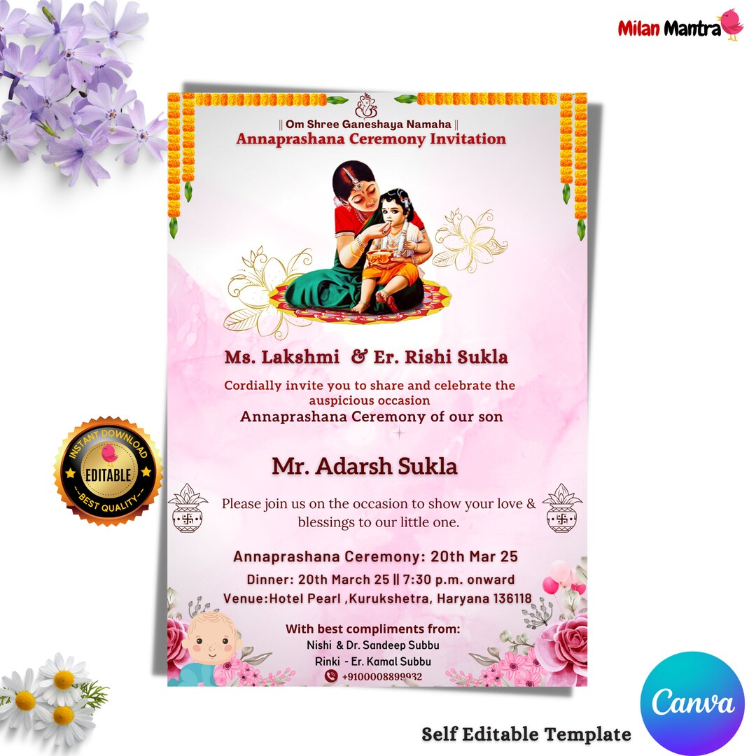 Annaprashan Invitation Card Annaprashan Invitation First Rice Etsy