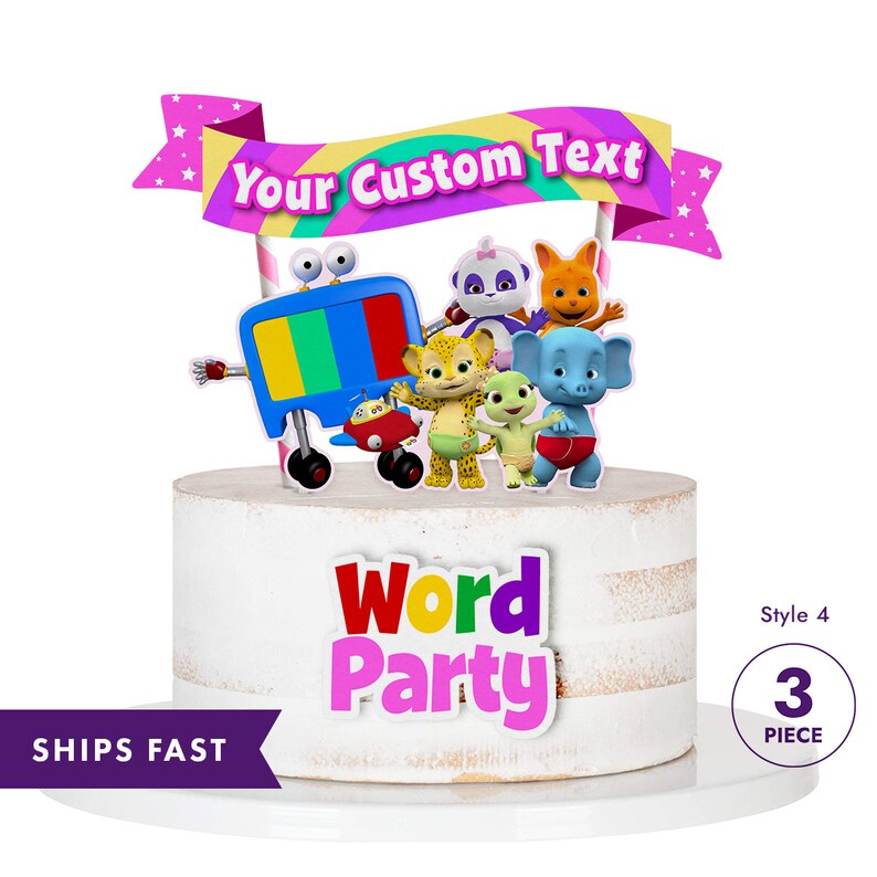 WORD PARTY Cake Topper Set Word Party Cake Bunting Cake Etsy