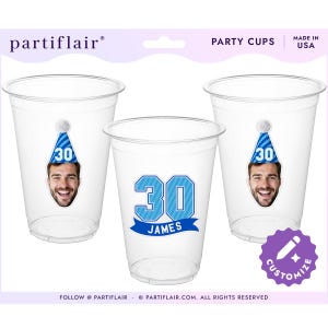 Bicchieri per feste in plastica con volti personalizzati, Bicchieri per feste personalizzati, Bicchieri per il 40° compleanno personalizzati, Bicchieri vintage con foto del 21° compleanno, Bicchieri per feste con volti personalizzati, decorazioni
