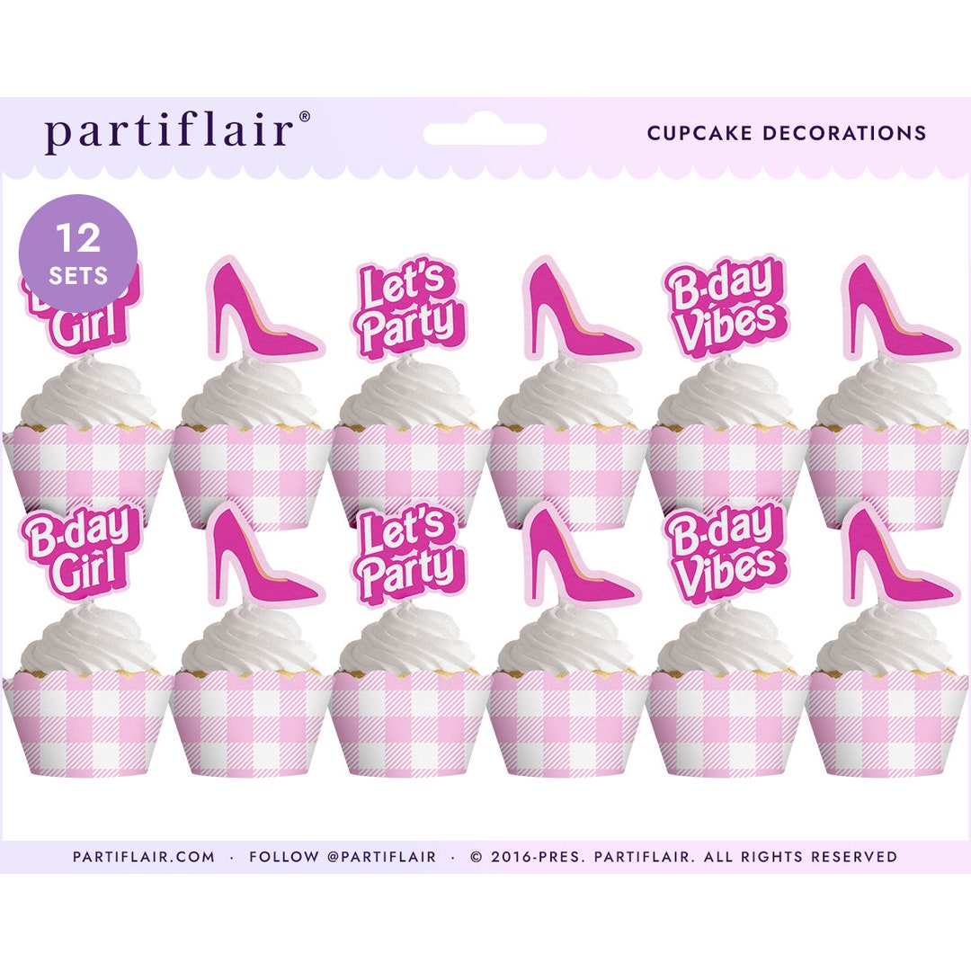 Pink Doll Cupcake Toppers Doll Girl Cupcake Toppers Doll Etsy