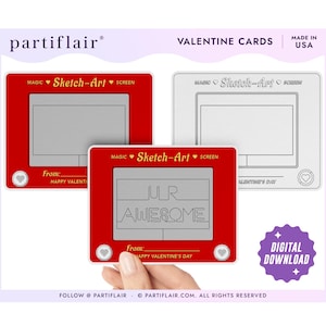 Retro Etch-a-Sketch Valentines: Personalized Classroom Cards (Digital Download)