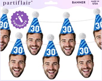 Custom Face Birthday Banner: Personalized Party Hats