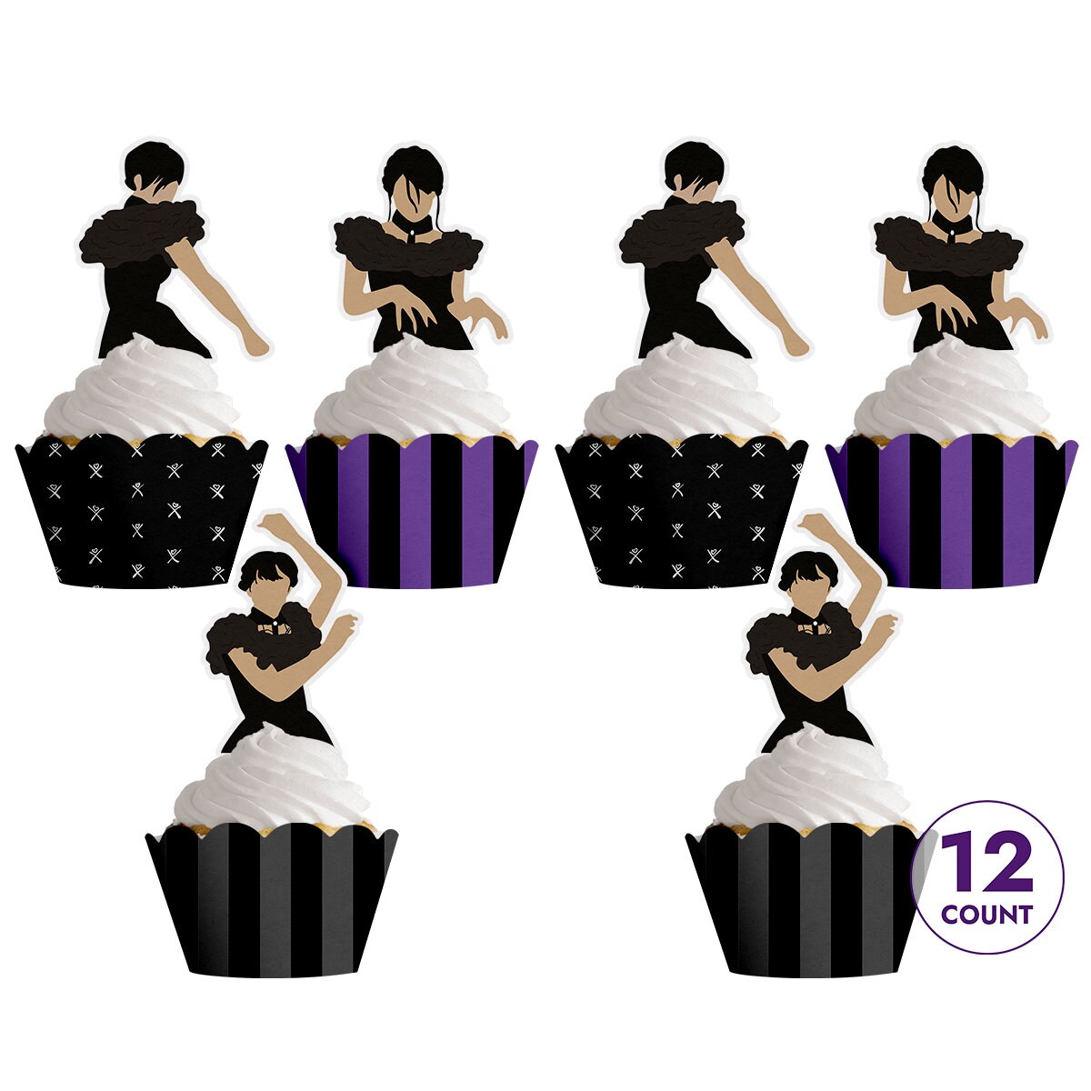 WEDNESDAY Addams Party CUPCAKE TOPPERS Wednesday Cupcake Etsy Sweden