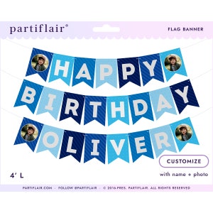 HAPPY BIRTHDAY BANNER. Happy Birthday banner personalized. Boy Birthday banner. Blue birthday banner. Blue Party