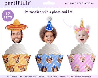 Custom Face Cupcake Toppers: Birthday Party Decorations