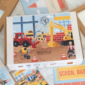 Construction sites birthday theme box - invitations, party bags and decorations