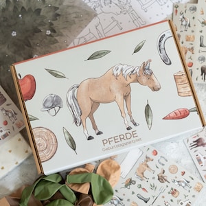 Pferde Kindergeburtstag Deko Set - Mottobox - Einladungen, Mitgebsel, Tischdeko, Raumdeko zum Pferdegeburtstag,